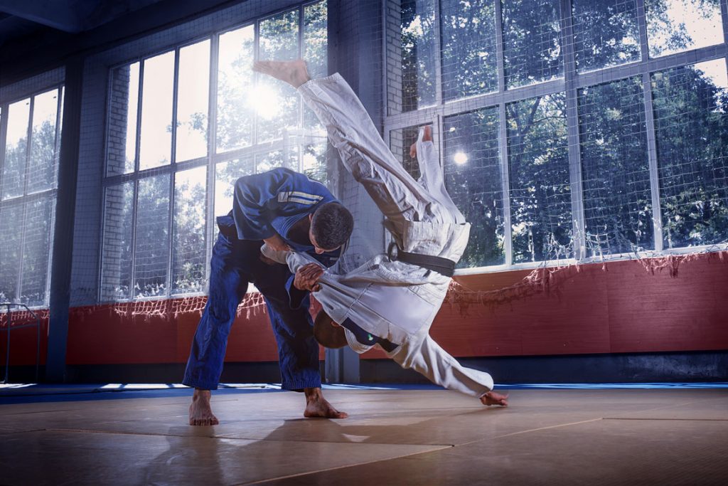 Two Judo Fighters with Mouthguards