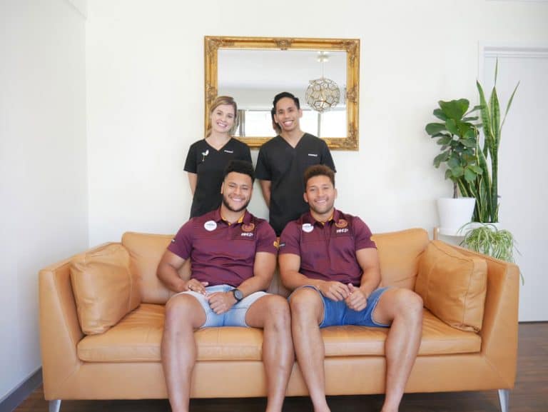 Brisbane Broncos Players - Gehamat Shibasaki and Haydyn O'hara